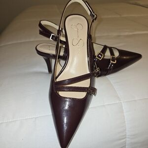 Jessica Simpson Burgundy Slingback Heels